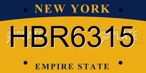 HBR6315 New York License Plate