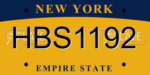 HBS1192 New York License Plate