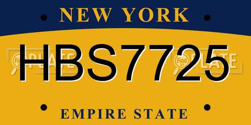 HBS7725 New York License Plate