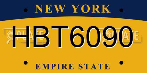 HBT6090 New York License Plate