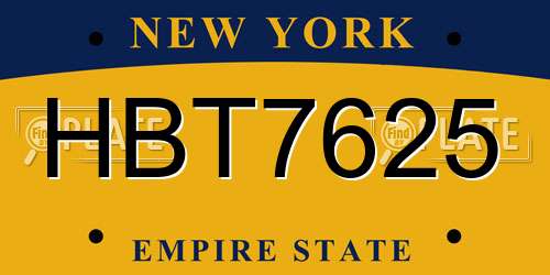 HBT7625 New York License Plate