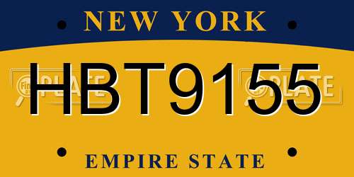 HBT9155 New York License Plate