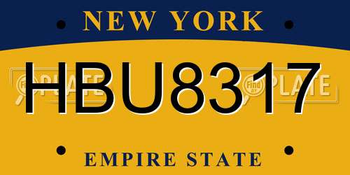 HBU8317 New York License Plate