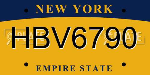 HBV6790 New York License Plate