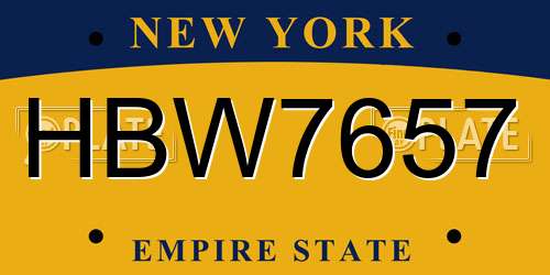 HBW7657 New York License Plate