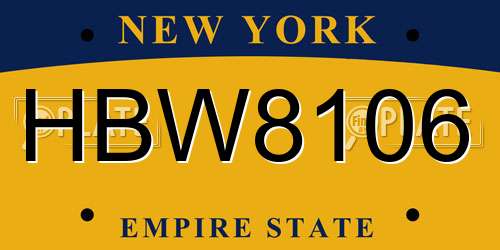 HBW8106 New York License Plate