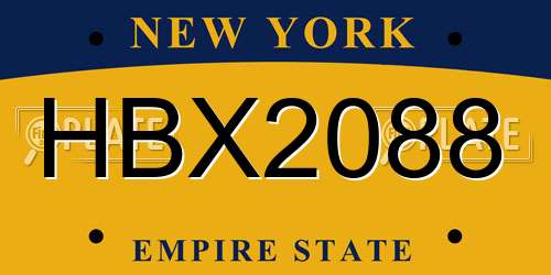 HBX2088 New York License Plate