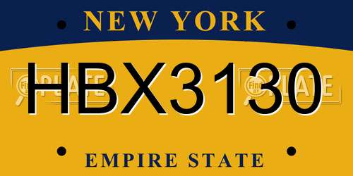 HBX3130 New York License Plate