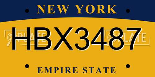 HBX3487 New York License Plate