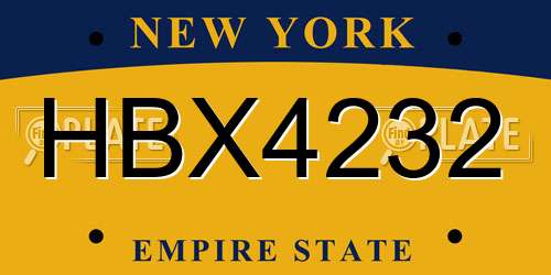 HBX4232 New York License Plate