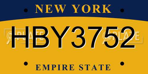 HBY3752 New York License Plate