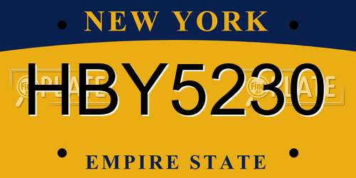 HBY5230 New York License Plate