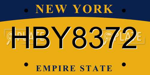 HBY8372 New York License Plate