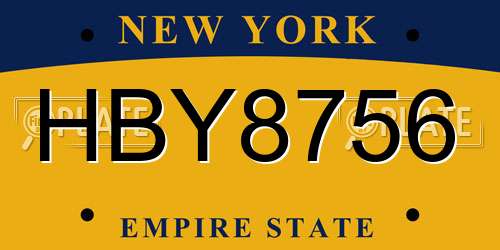 HBY8756 New York License Plate