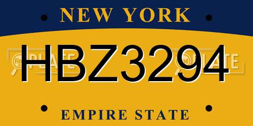 HBZ3294 New York License Plate