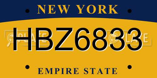 HBZ6833 New York License Plate