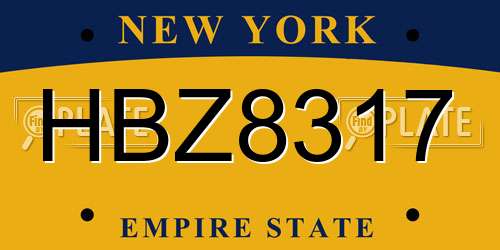 HBZ8317 New York License Plate