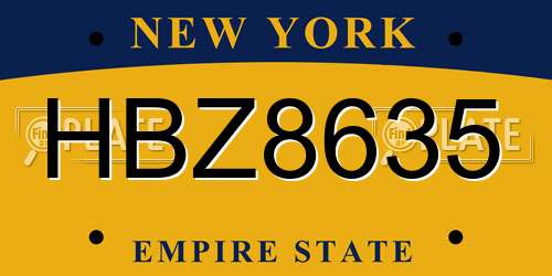 HBZ8635 New York License Plate