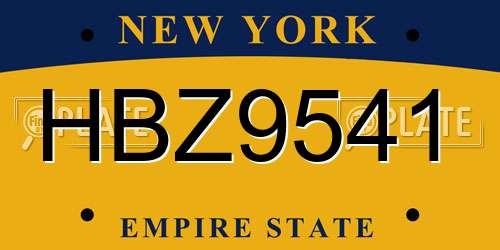 HBZ9541 New York License Plate