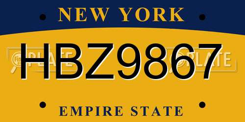 HBZ9867 New York License Plate