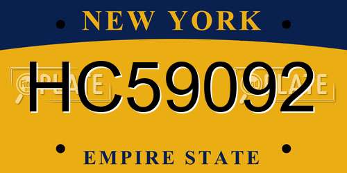 HC59092 New York License Plate