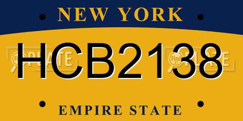HCB2138 New York License Plate