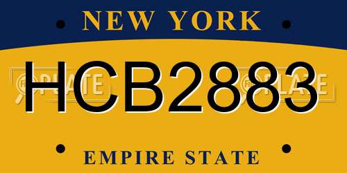 HCB2883 New York License Plate