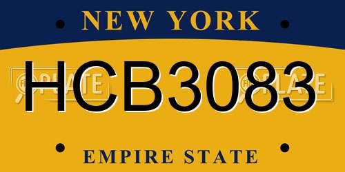 HCB3083 New York License Plate