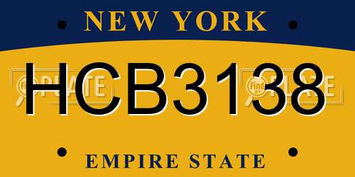HCB3138 New York License Plate