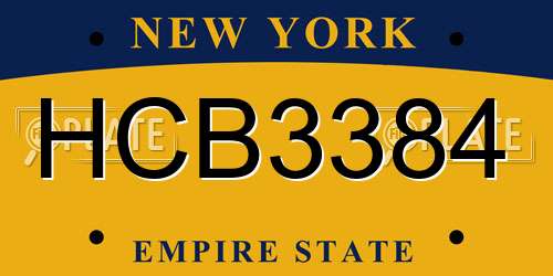 HCB3384 New York License Plate