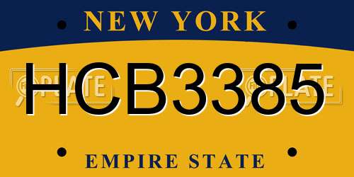 HCB3385 New York License Plate