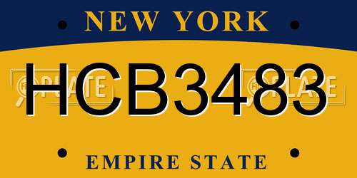 HCB3483 New York License Plate
