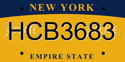 HCB3683 New York License Plate