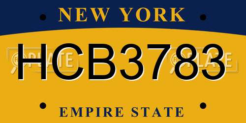 HCB3783 New York License Plate