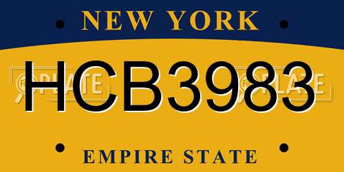 HCB3983 New York License Plate