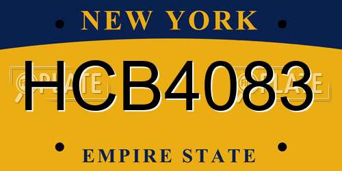 HCB4083 New York License Plate