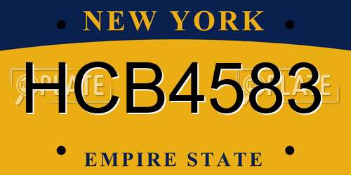 HCB4583 New York License Plate