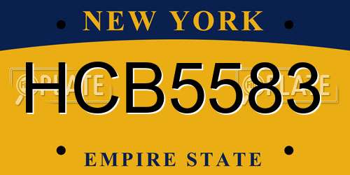 HCB5583 New York License Plate