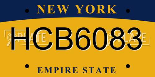 HCB6083 New York License Plate