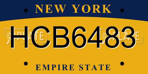 HCB6483 New York License Plate