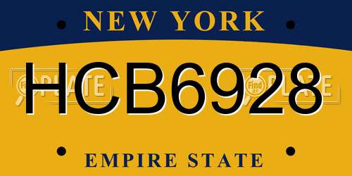 HCB6928 New York License Plate