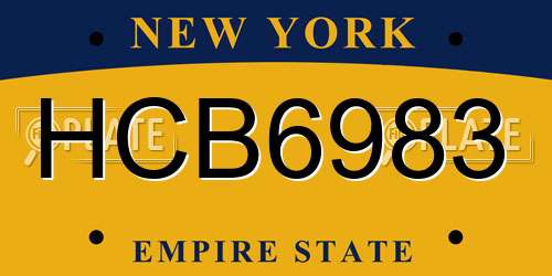 HCB6983 New York License Plate