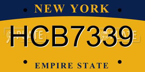 HCB7339 New York License Plate
