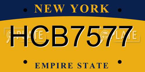 HCB7577 New York License Plate