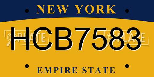 HCB7583 New York License Plate