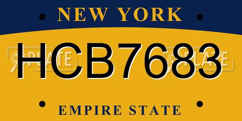 HCB7683 New York License Plate