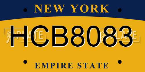 HCB8083 New York License Plate