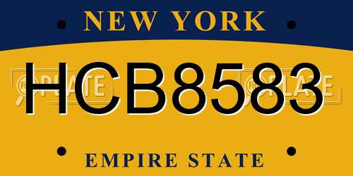 HCB8583 New York License Plate