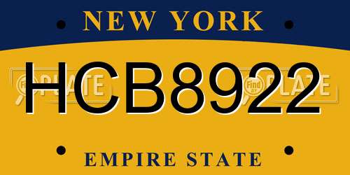 HCB8922 New York License Plate