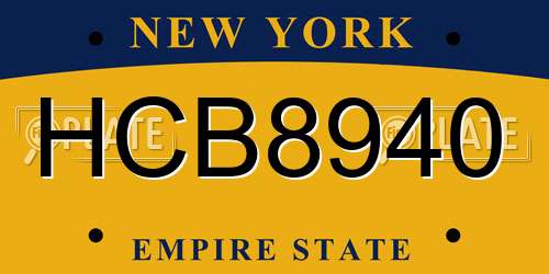 HCB8940 New York License Plate